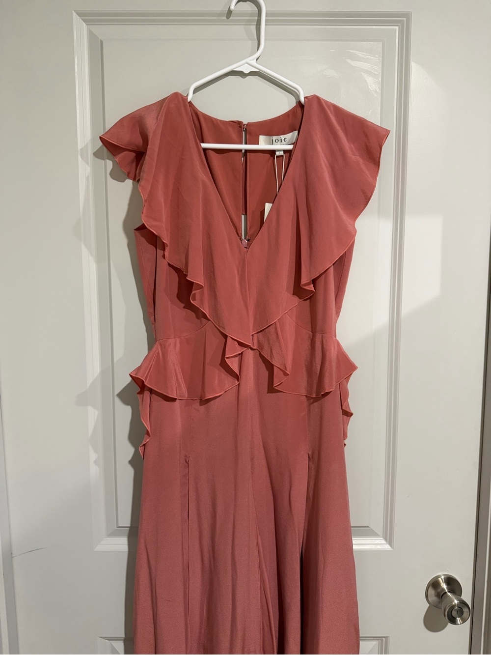Joie Dusty Coral Ruffle Midi Dress